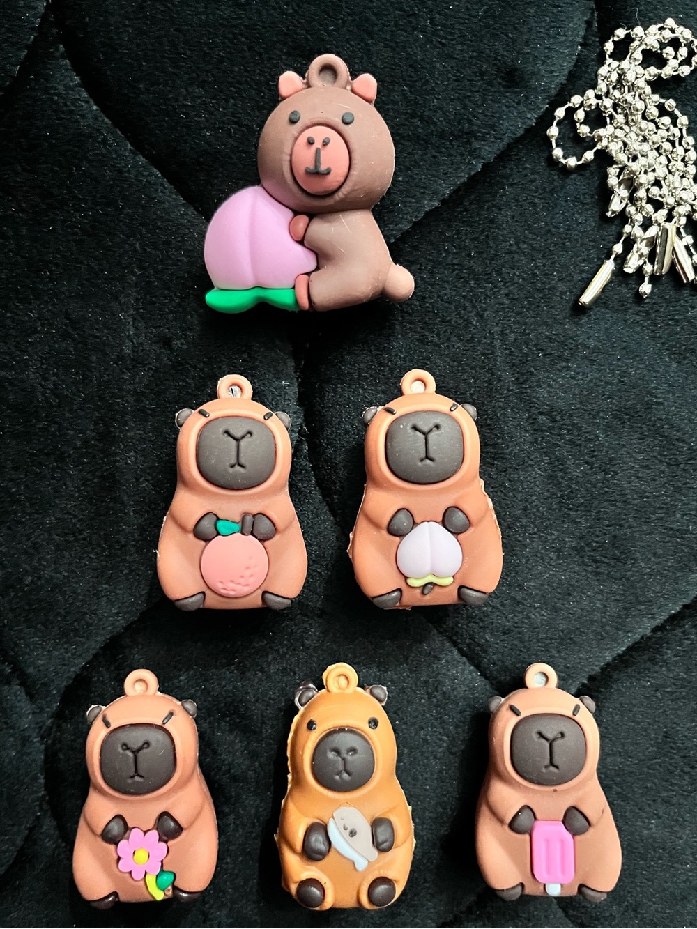 6 Kawaii Capybara Figurines/Keychains Bundle